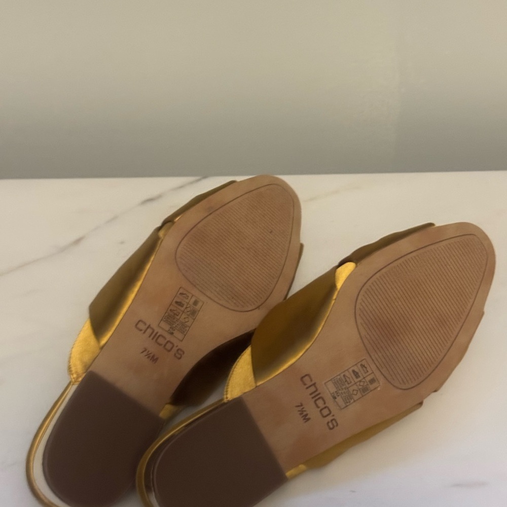 Chicos Gold Satin Knotted Mules - Picture 11 of 11